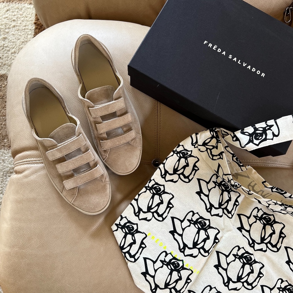 Freda Salvador Beige Velcro Sneakers